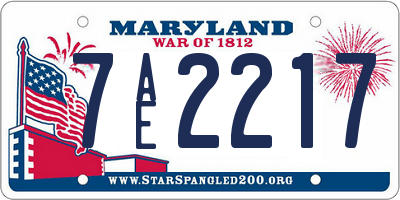 MD license plate 7AE2217