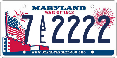 MD license plate 7AE2222