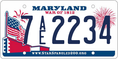 MD license plate 7AE2234