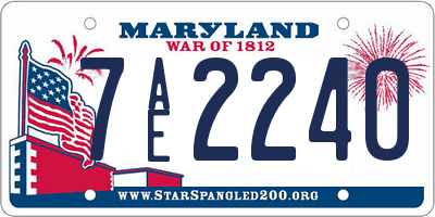 MD license plate 7AE2240