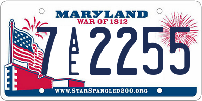 MD license plate 7AE2255