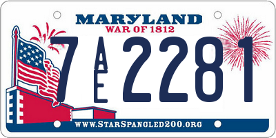 MD license plate 7AE2281