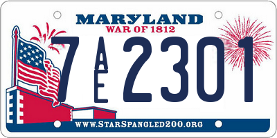 MD license plate 7AE2301