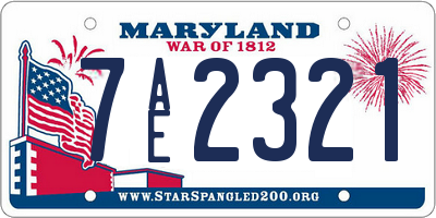 MD license plate 7AE2321
