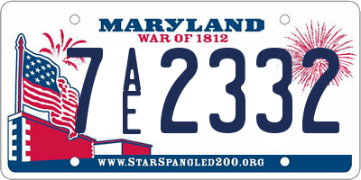 MD license plate 7AE2332