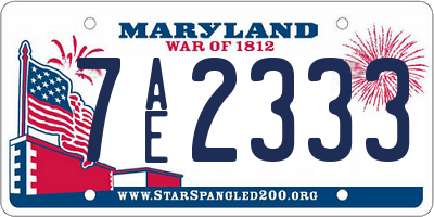 MD license plate 7AE2333