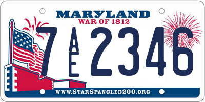 MD license plate 7AE2346