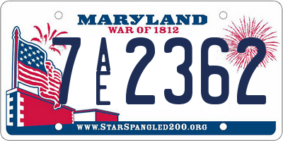MD license plate 7AE2362