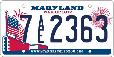 MD license plate 7AE2363