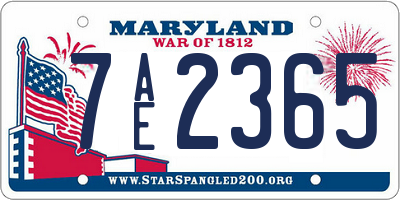MD license plate 7AE2365