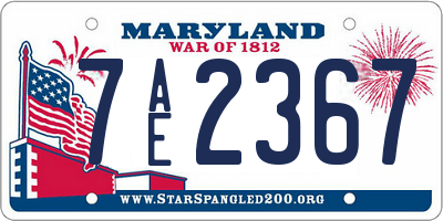 MD license plate 7AE2367