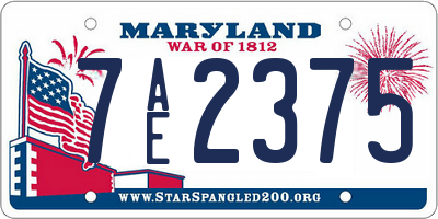MD license plate 7AE2375