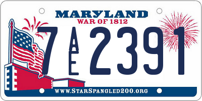 MD license plate 7AE2391