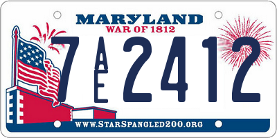 MD license plate 7AE2412