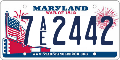 MD license plate 7AE2442