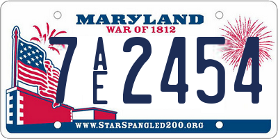 MD license plate 7AE2454