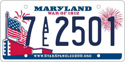 MD license plate 7AE2501