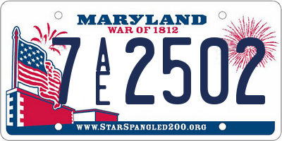 MD license plate 7AE2502