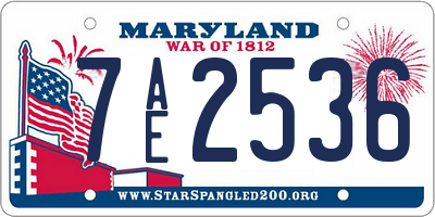 MD license plate 7AE2536