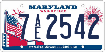 MD license plate 7AE2542
