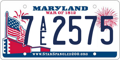 MD license plate 7AE2575