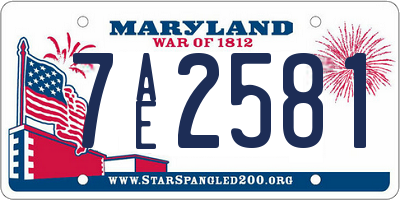 MD license plate 7AE2581