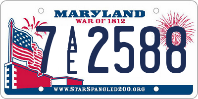 MD license plate 7AE2588