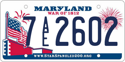 MD license plate 7AE2602