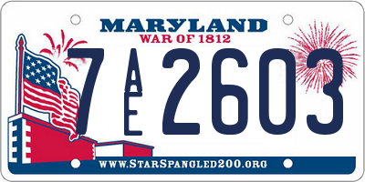 MD license plate 7AE2603