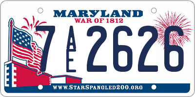 MD license plate 7AE2626