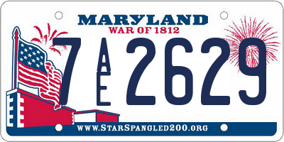 MD license plate 7AE2629