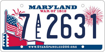 MD license plate 7AE2631