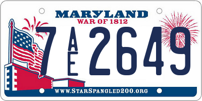 MD license plate 7AE2649