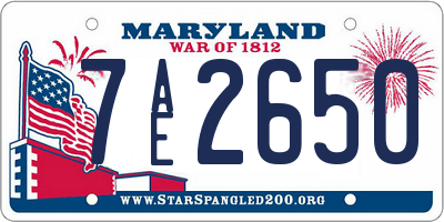 MD license plate 7AE2650