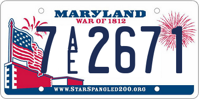 MD license plate 7AE2671