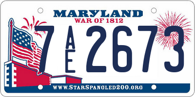 MD license plate 7AE2673