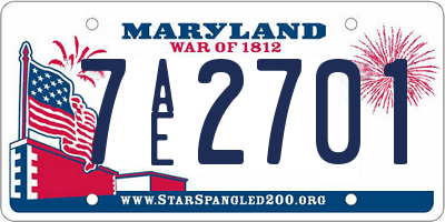MD license plate 7AE2701