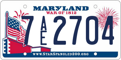 MD license plate 7AE2704