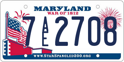 MD license plate 7AE2708