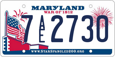 MD license plate 7AE2730