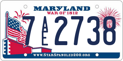 MD license plate 7AE2738
