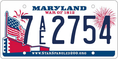 MD license plate 7AE2754