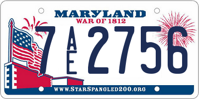MD license plate 7AE2756