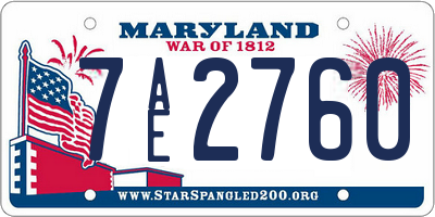 MD license plate 7AE2760