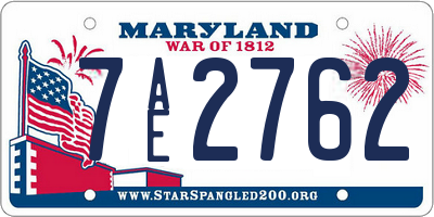MD license plate 7AE2762