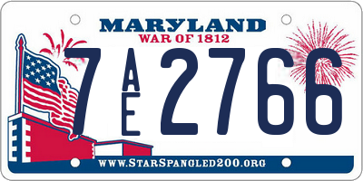 MD license plate 7AE2766