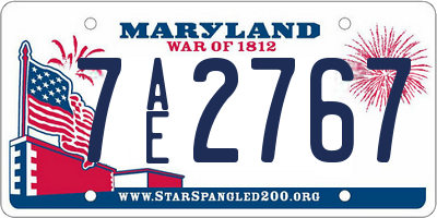 MD license plate 7AE2767