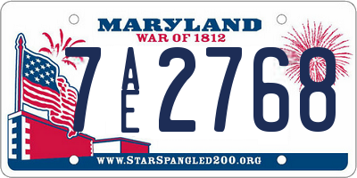 MD license plate 7AE2768