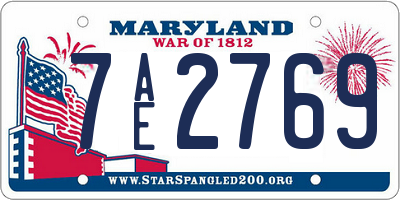 MD license plate 7AE2769