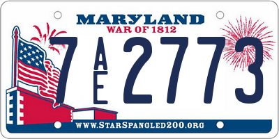 MD license plate 7AE2773